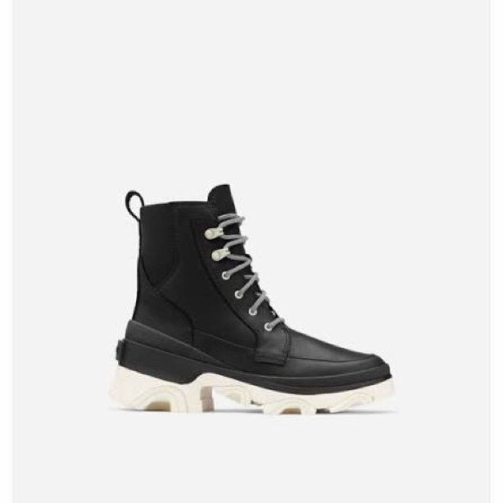 Sorel Brex lace-up waterproof boots in black/chalk 8.5